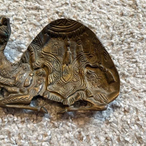 Vintage Solid Brass Camel Trinket Dish Sculpture Metal Turkish Ashtray Egyptian - Picture 2 of 4
